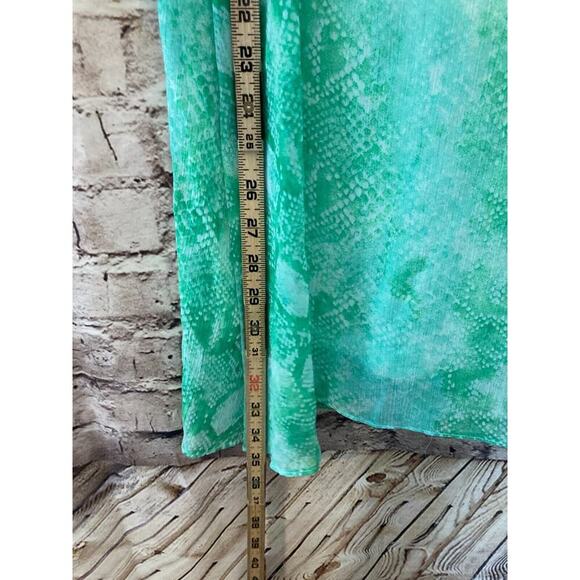 Judith March Dress Womens Large Turquoise Snakeskin Print Flowy Flutter Sleeve - Picture 8 of 12